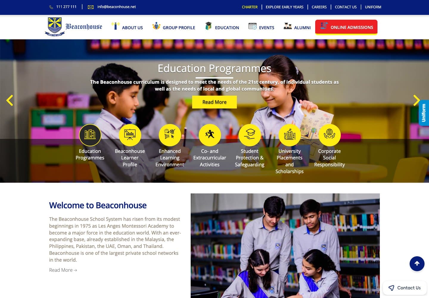 BSS School — current website preview